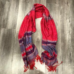 100% Pashmina Multicolored Scarf With Fringe